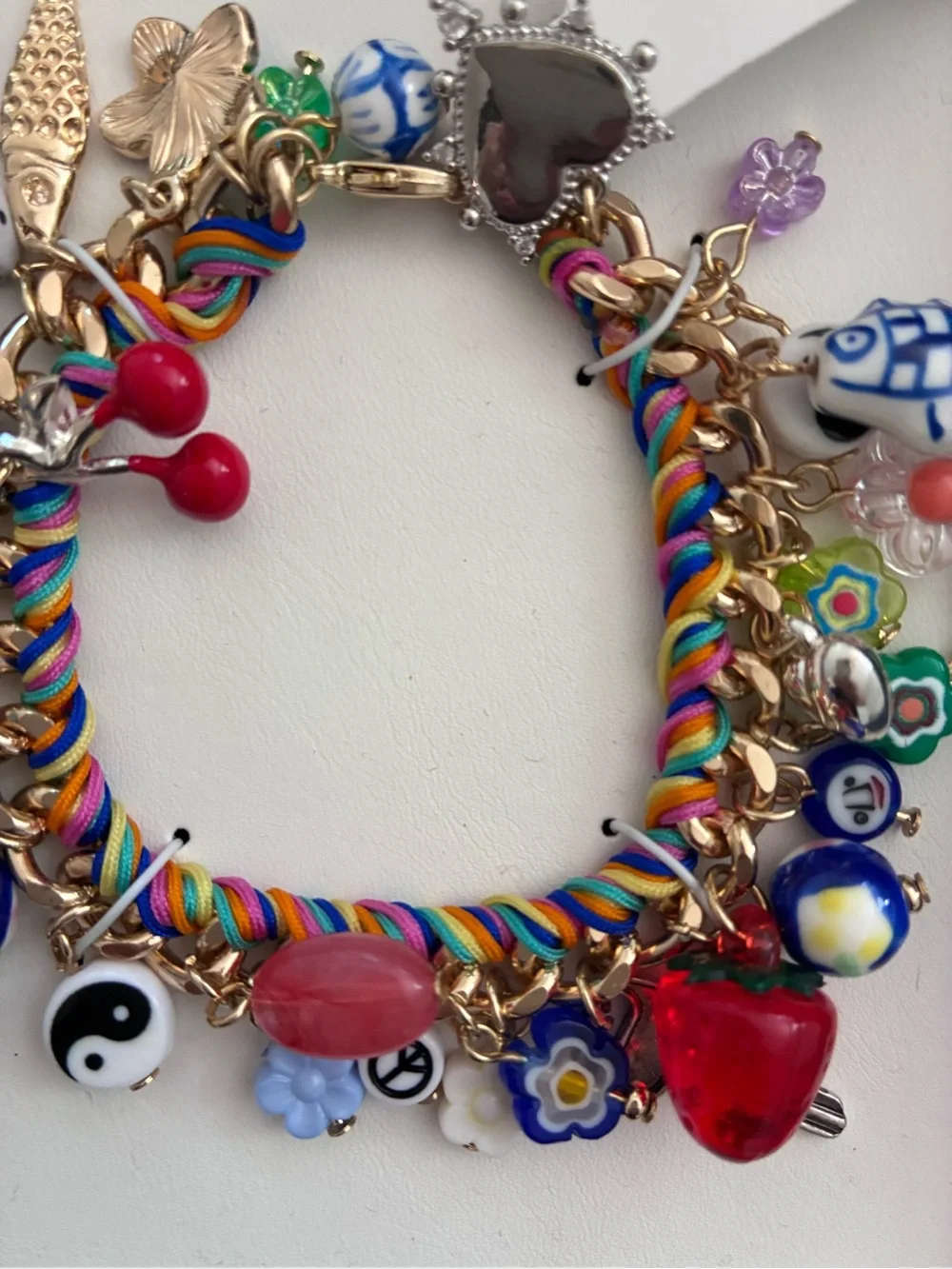 Atterri Multicolor Ceramic Charm & Gold-Tone Chain Bracelet